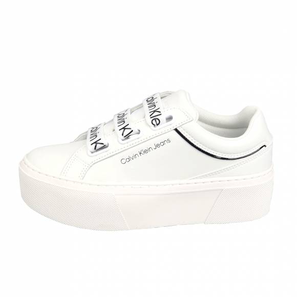 Γυναικεία Sneakers Calvin Klein Yw0yw00868 0k4 White Black Flatform Low Branded Lace