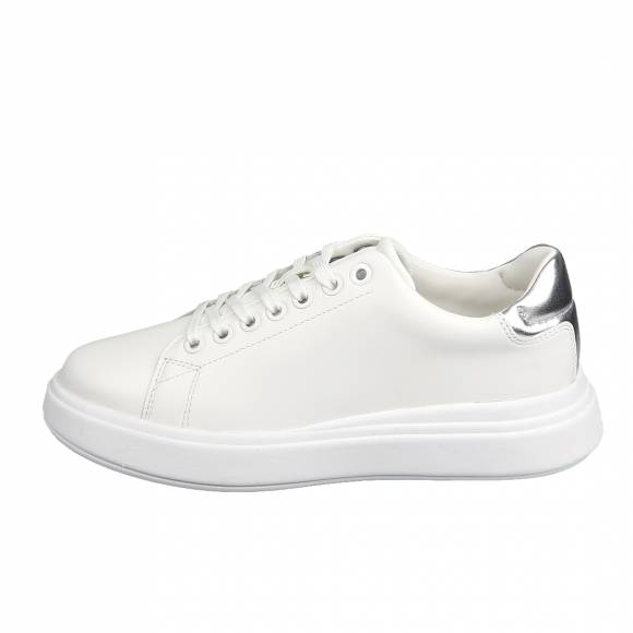 Γυναικεία Sneakers Calvin Klein Hw0hw02005 0K6 White Silver Raised Cupsole Lace Up Lth Bt