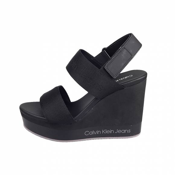 Γυναικεία Flatforms Calvin Klein YW0YW01360 0GT Black Wedge Sandal Webbing In Mr